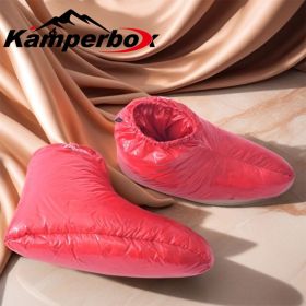 Kamperbox Down Slippers Down Socks Camping Down Booties for Sleeping Bag Camping AQ3 (Color: Red)